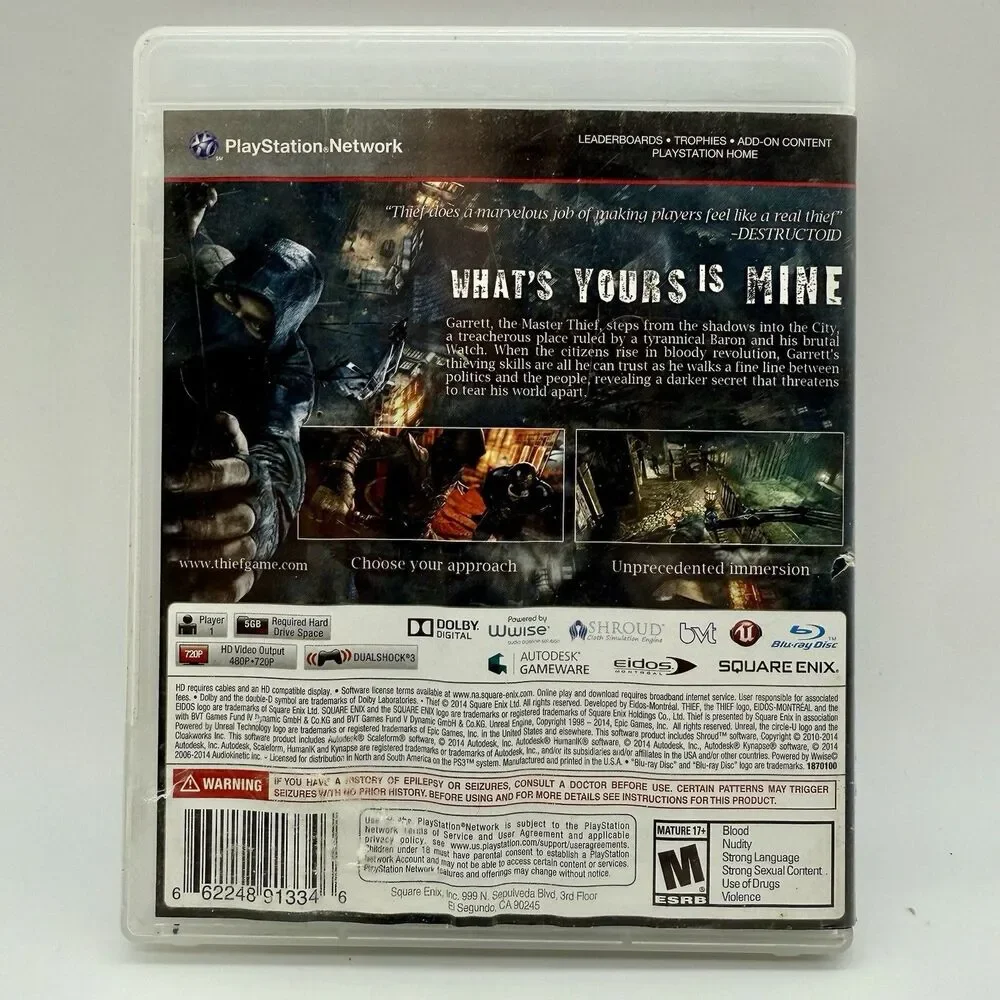 Thief (Sony PlayStation 3, PS3,2014) Game Case And Insert No Manual Tested‎